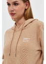 River Club Women's Beige Dont Quit Printed 3 Thread Hooded Sweatshirt