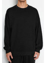 Trendyol Black Tracksuit Oversize/Wide-Fit Long Sleeve Labeled Fleece Inner