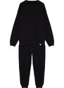 Trendyol Black Tracksuit Oversize/Wide-Fit Long Sleeve Labeled Fleece Inner