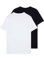 Trendyol černo-bílá pánské basic slim fit 100% bavlna 2-balení tričko s krátkým rukávem s výstřihem