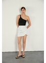 VATKALI Draped Satin Mini Skirt White