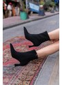 Madamra Black Matte Women's Thin Heel Ankle Boots