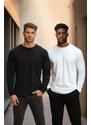 Trendyol černobílá 2 balení 100% bavlna dlouhý rukáv Běžný / Regular Fit Základní tričko