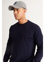 ALTINYILDIZ CLASSICS Men's Navy Blue Standard Fit Normal Cut Crew Neck Knitwear Sweater.