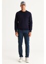 ALTINYILDIZ CLASSICS Men's Navy Blue Standard Fit Normal Cut Crew Neck Knitwear Sweater.