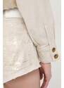 Džínová bunda Pinko dámská, béžová barva, přechodná, 102944.A1MR