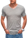 EDOTI Pánské základní tričko s výstřihem do V EM-TSBS-0101 - šedá melanž V4