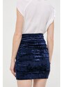 Velurová sukně Guess DOMENIC tmavomodrá barva, mini, W4RD86 KBZO2