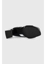 Kožené pantofle Karl Lagerfeld ASTRA NOVA dámské, černá barva, na podpatku, KL33104