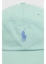 Bavlněná baseballová čepice Polo Ralph Lauren zelená barva, s aplikací