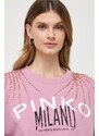 Bavlněná mikina Pinko dámská, růžová barva, s aplikací, 102827.A1LU