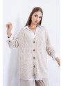 Lafaba Women's Ecru Buttoned Thessaloniki Cardigan