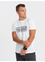 Ombre Clothing Pánské bavlněné tričko s potiskem - bílé V1 OM-TSPT-0160
