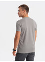 Ombre Clothing Pánské bavlněné tričko s potiskem - šedé V2 OM-TSPT-0160