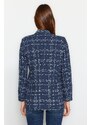 Trendyol Navy Tweed Regular Woven Plaid Blazer Jacket