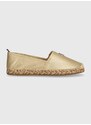 Kožené espadrilky Tommy Hilfiger TH GOLD FLAT ESPADRILLE zlatá barva, FW0FW07694