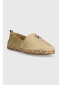 Kožené espadrilky Tommy Hilfiger TH GOLD FLAT ESPADRILLE zlatá barva, FW0FW07694