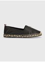 Kožené espadrilky Tommy Hilfiger TH LEATHER FLAT ESPADRILLE černá barva, FW0FW07720