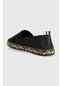 Kožené espadrilky Tommy Hilfiger TH LEATHER FLAT ESPADRILLE černá barva, FW0FW07720