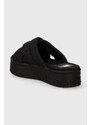 Pantofle Tommy Jeans TJW LETTERING FLATFORM SANDAL dámské, černá barva, na platformě, EN0EN02465