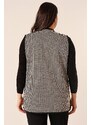 By Saygı Zigzag Patterned Pocket Plus Size Knitwear Vest
