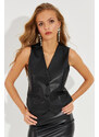 Cool & Sexy Women's Black Leather Vest