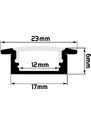 BERGE Zapuštěný profil BRG-23 SLIM pro LED pásky černý 2m + černý kryt + držák + koncovky