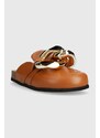 Kožené pantofle JW Anderson Chain Loafer dámské, hnědá barva, ANW35004E