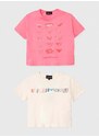 Dětské bavlněné tričko Emporio Armani 2-pack růžová barva