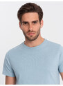 Ombre Clothing Pánské klasické bavlněné tričko BASIC - modré V12 OM-TSBS-0146