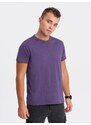 Ombre Clothing Pánské klasické bavlněné tričko BASIC - fialové V9 OM-TSBS-0146