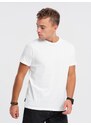 Ombre Clothing Pánské klasické bavlněné tričko BASIC - bílé V14 OM-TSBS-0146