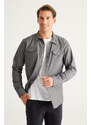 AC&Co / Altınyıldız Classics Men's Gray Slim Fit Slim Fit Classic Collar Cotton Shirt