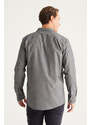AC&Co / Altınyıldız Classics Men's Gray Slim Fit Slim Fit Classic Collar Cotton Shirt
