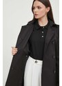 Kabát Lauren Ralph Lauren dámský, černá barva, přechodný, dvouřadový