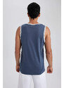 DEFACTO Regular Fit Printed Crew Neck Combed Tank Top