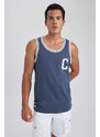 DEFACTO Regular Fit Printed Crew Neck Combed Tank Top