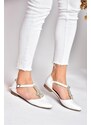 Fox Shoes P726626009 Women's Flat Shoes with White Stone Detail