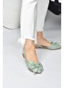 Fox Shoes Women's Green Flats with Ribbon Detail