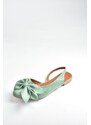 Fox Shoes Women's Green Flats with Ribbon Detail