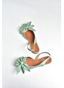 Fox Shoes Women's Green Flats with Ribbon Detail