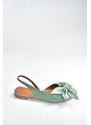 Fox Shoes Women's Green Flats with Ribbon Detail