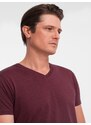 Ombre BASIC men's classic cotton T-shirt with a crew neckline - maroon