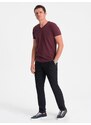 Ombre BASIC men's classic cotton T-shirt with a crew neckline - maroon