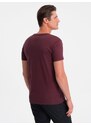 Ombre BASIC men's classic cotton T-shirt with a crew neckline - maroon