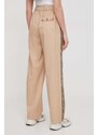 Kalhoty Pepe Jeans SUSANNE dámské, béžová barva, jednoduché, high waist