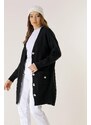 By Saygı Embroidered Back Waist Belted Long Cardigan with Pocket