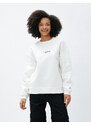 Koton Crewneck Sweatshirt with Slogan Printed Long Sleeved Ribbed