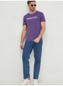 Bavlněné tričko United Colors of Benetton fialová barva, s potiskem