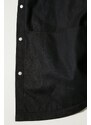 Džínová bunda Evisu Seagull and Slogan Print pánská, černá barva, přechodná, 2EAHTM3SJ8004LFCT